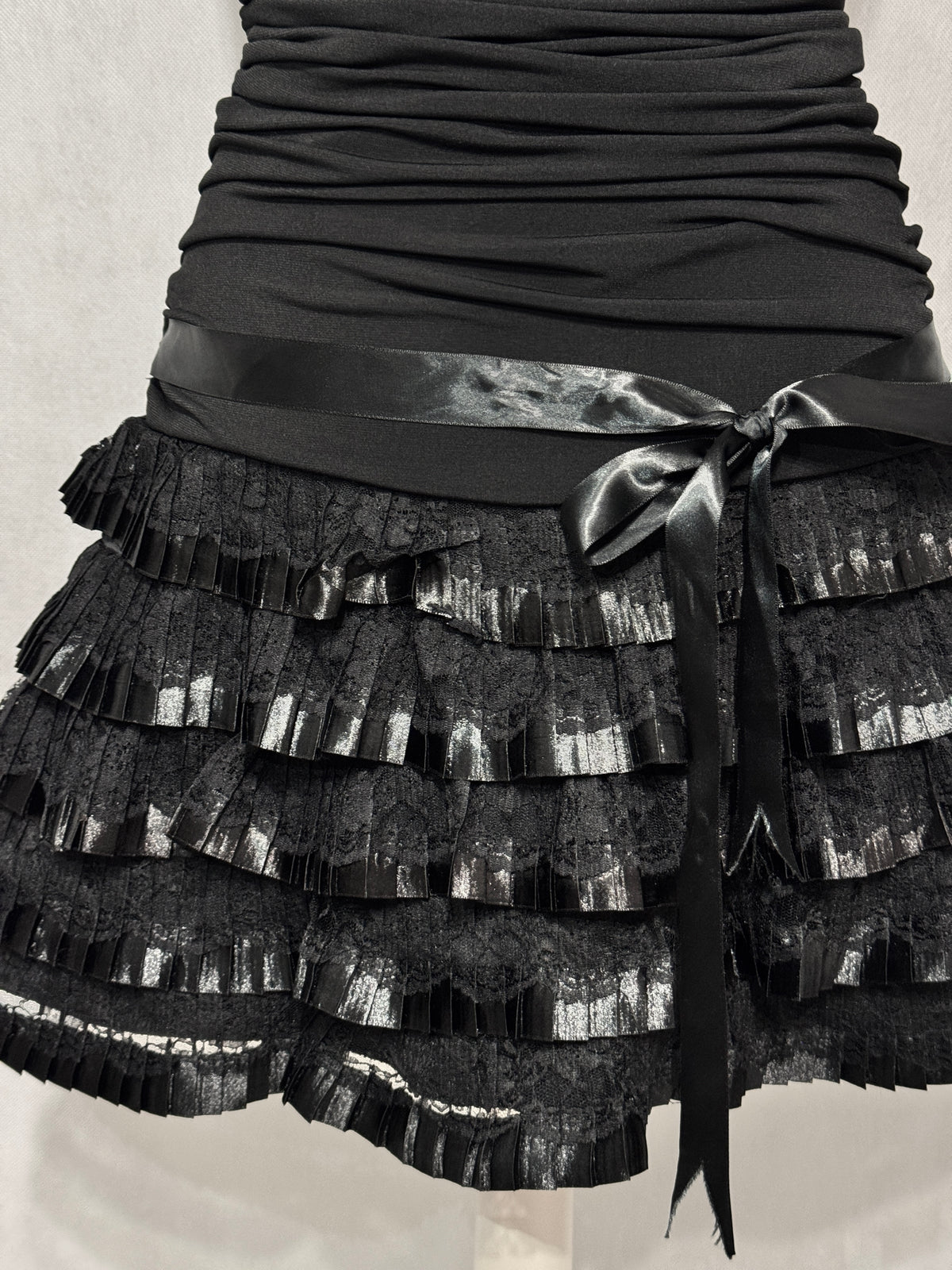 Midnight Black Lace Ruffle Dress