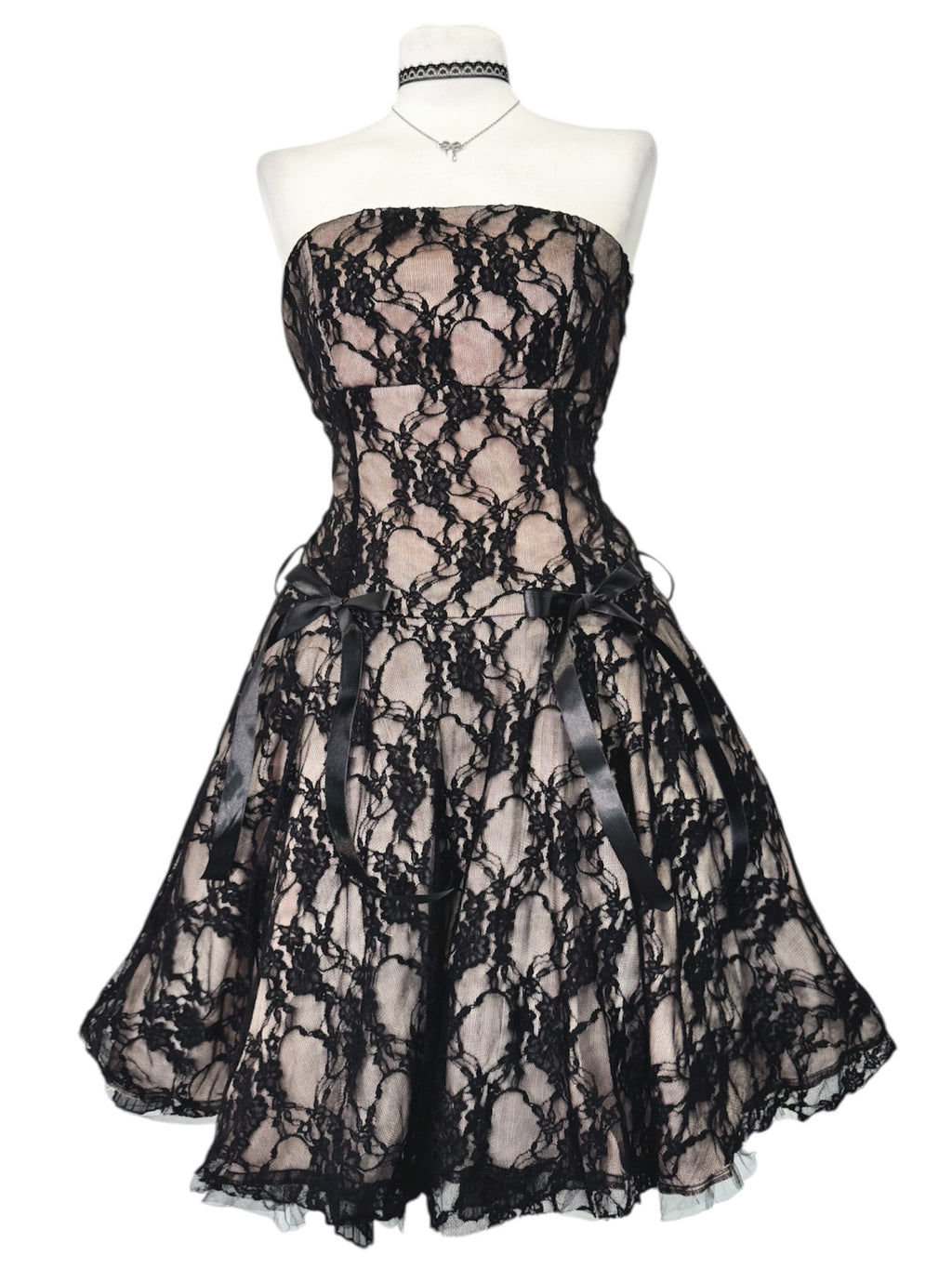 Gothic Romance Black Lace Strapless Dress