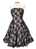 Gothic Romance Black Lace Strapless Dress