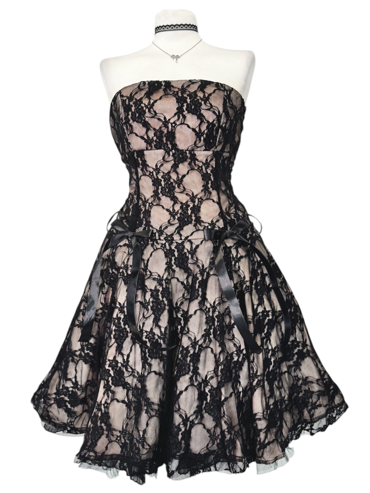 Gothic Romance Black Lace Strapless Dress