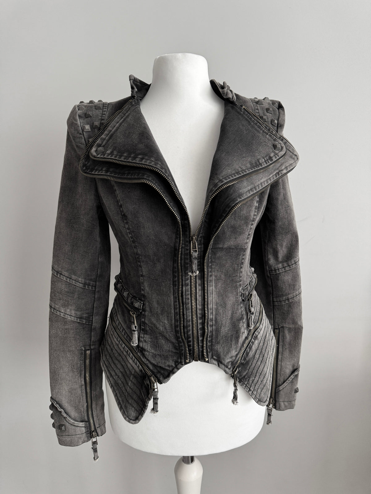 Acid Wash Gothic Biker Jacket