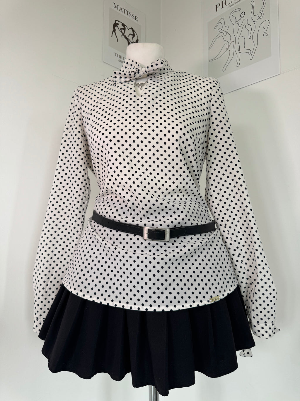 Vintage 60s preppy Polka dot elegant shirt
