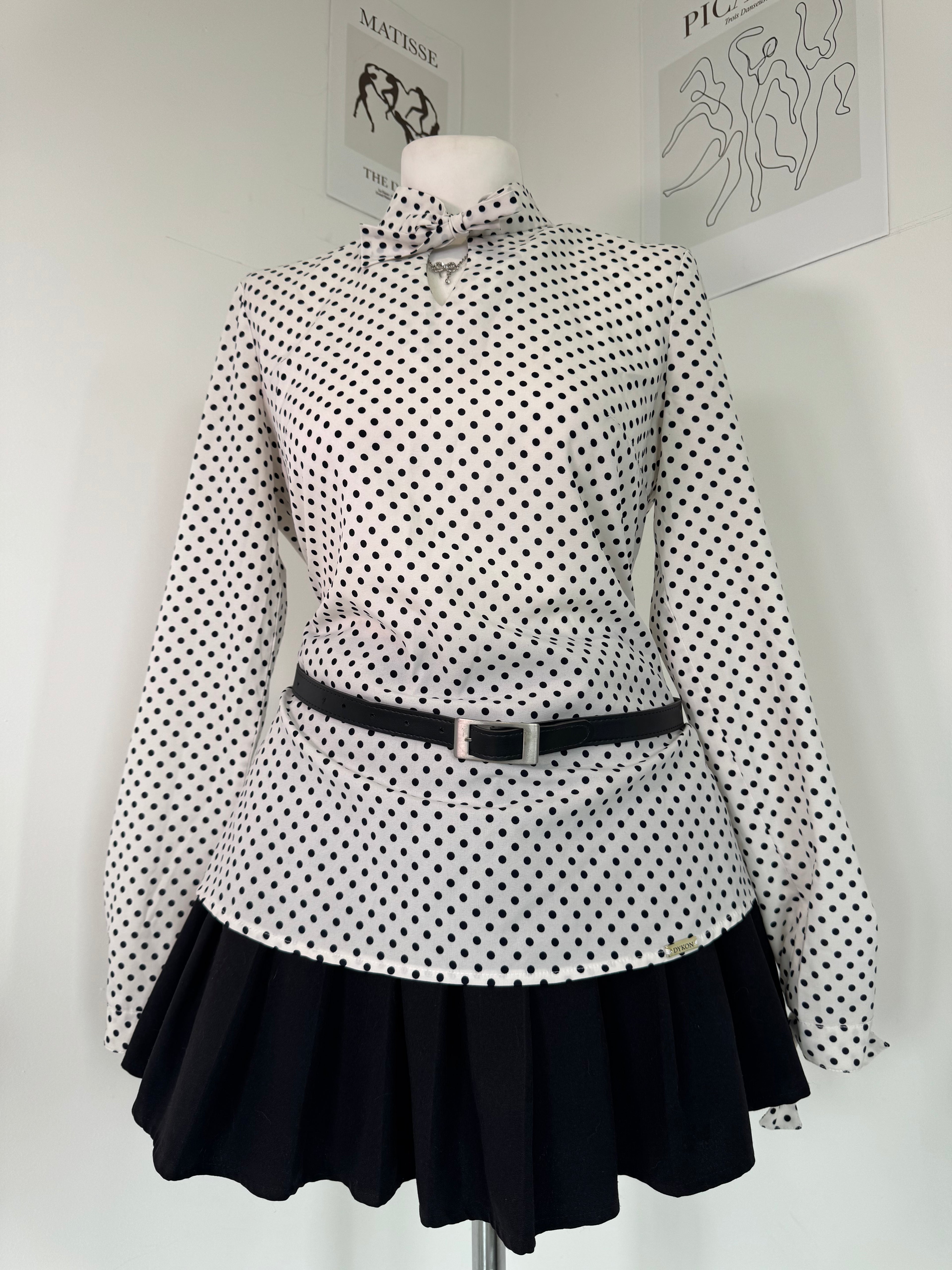 Vintage 60s preppy Polka dot elegant shirt