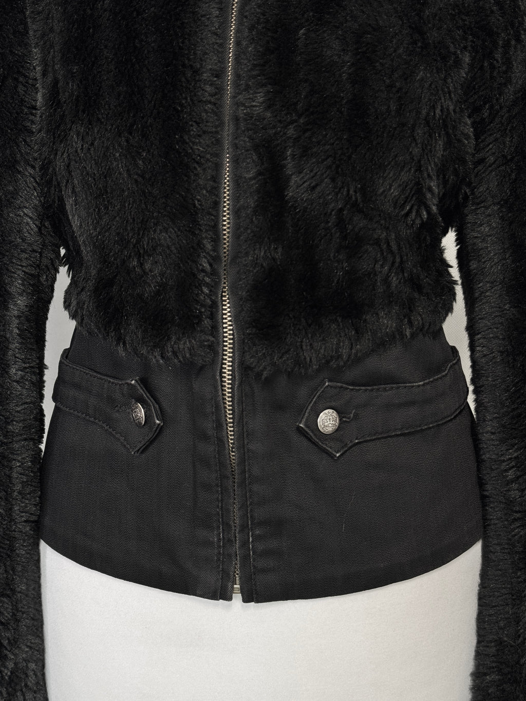 Midnight Black Furry Zip Jacket