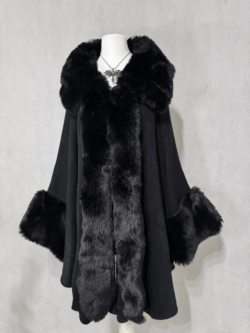 Midnight Faux-Fur Cape