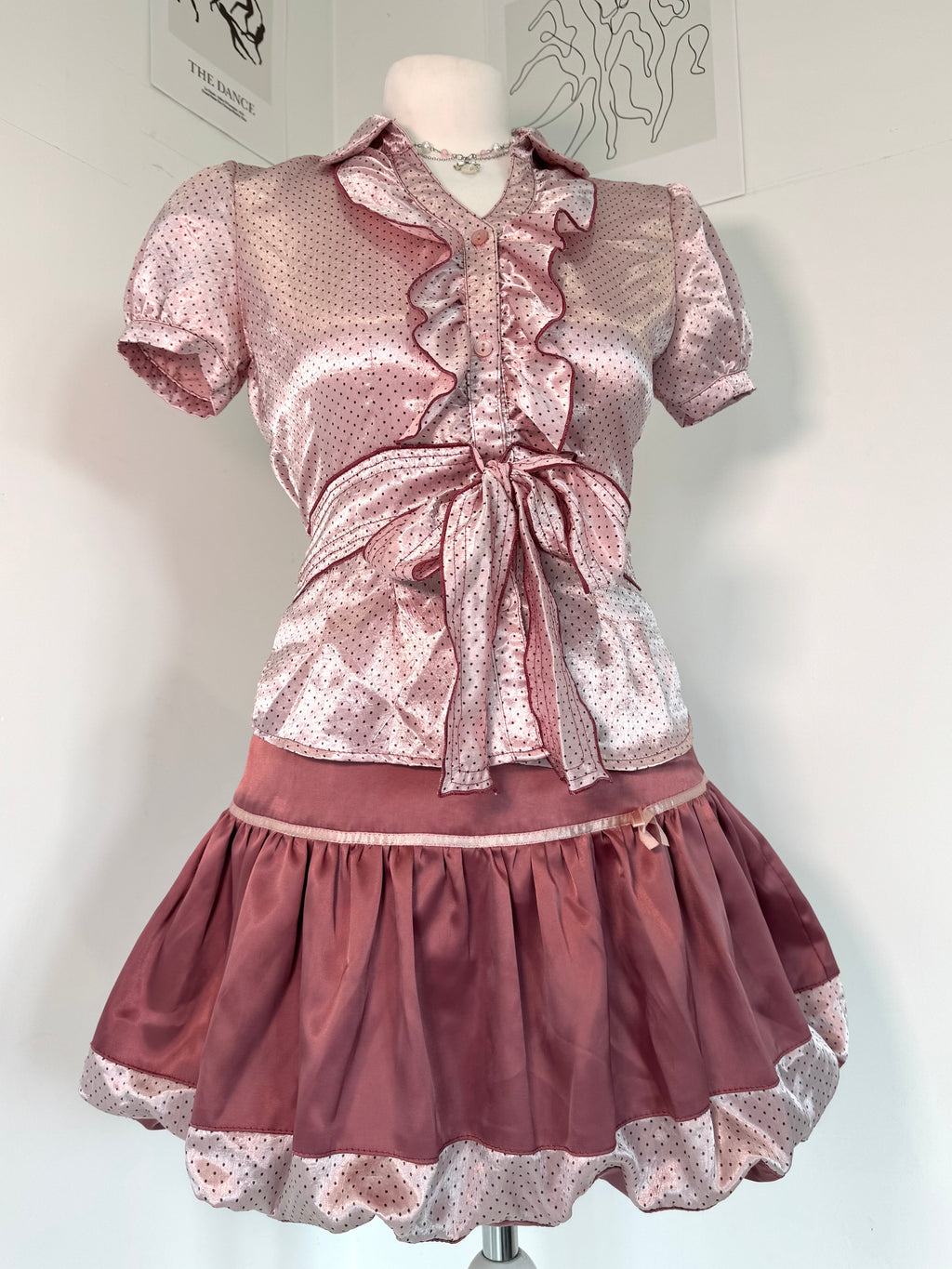 Pink polka dot set (shirt & bubble skirt)