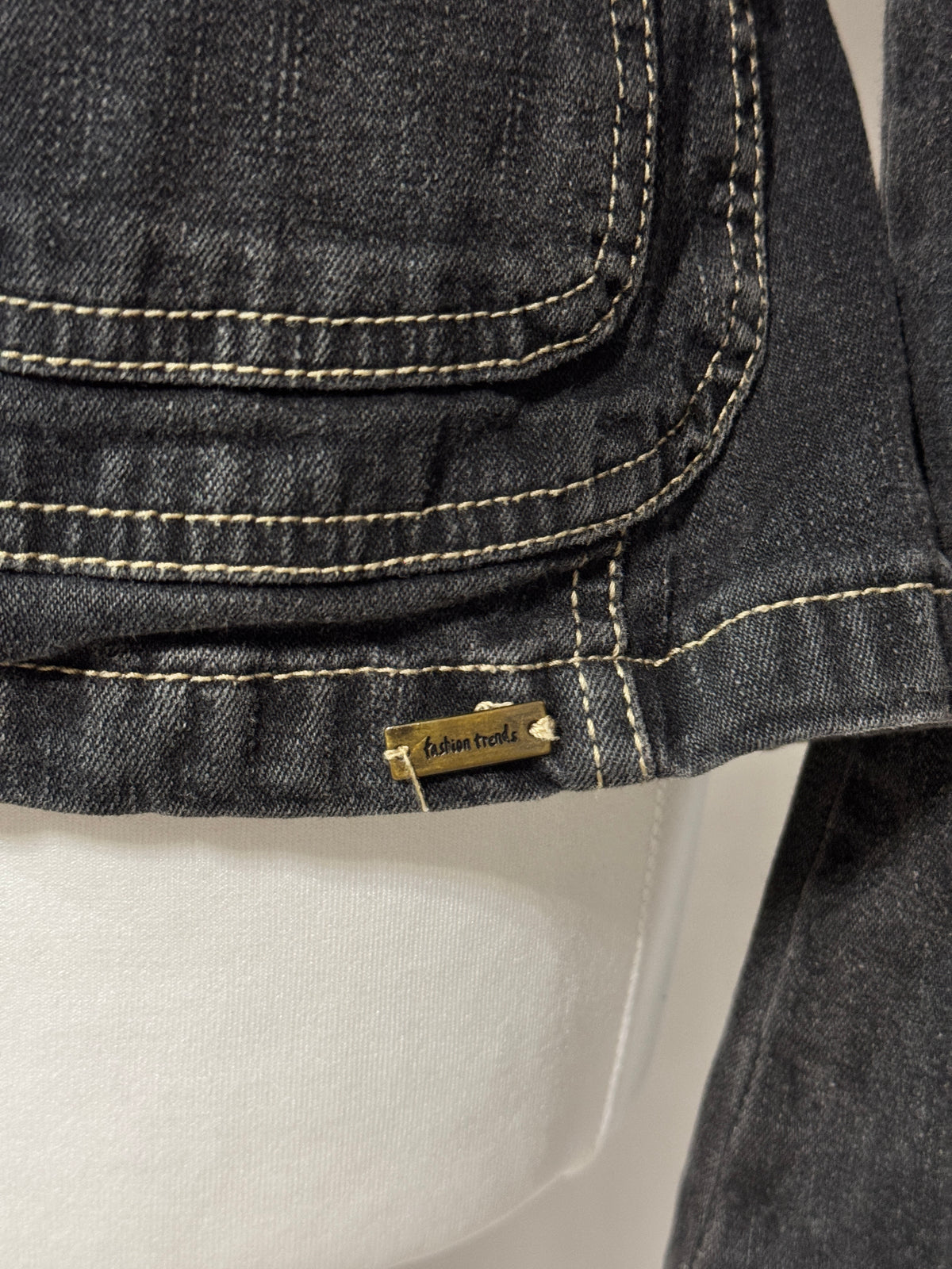 Charcoal Grey Acid Wash Denim Blazer