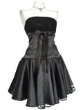 Midnight Satin & Lace Strapless Mini Dress