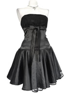 Midnight Satin & Lace Strapless Mini Dress