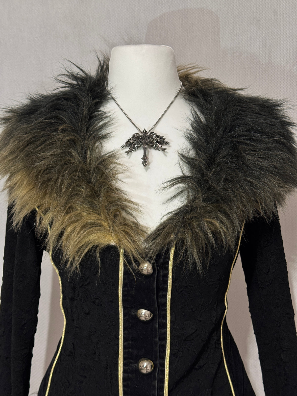 Gothic Vintage Faux-Fur Trim Jacket