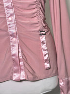 Dusty pink satin shirt with drapery