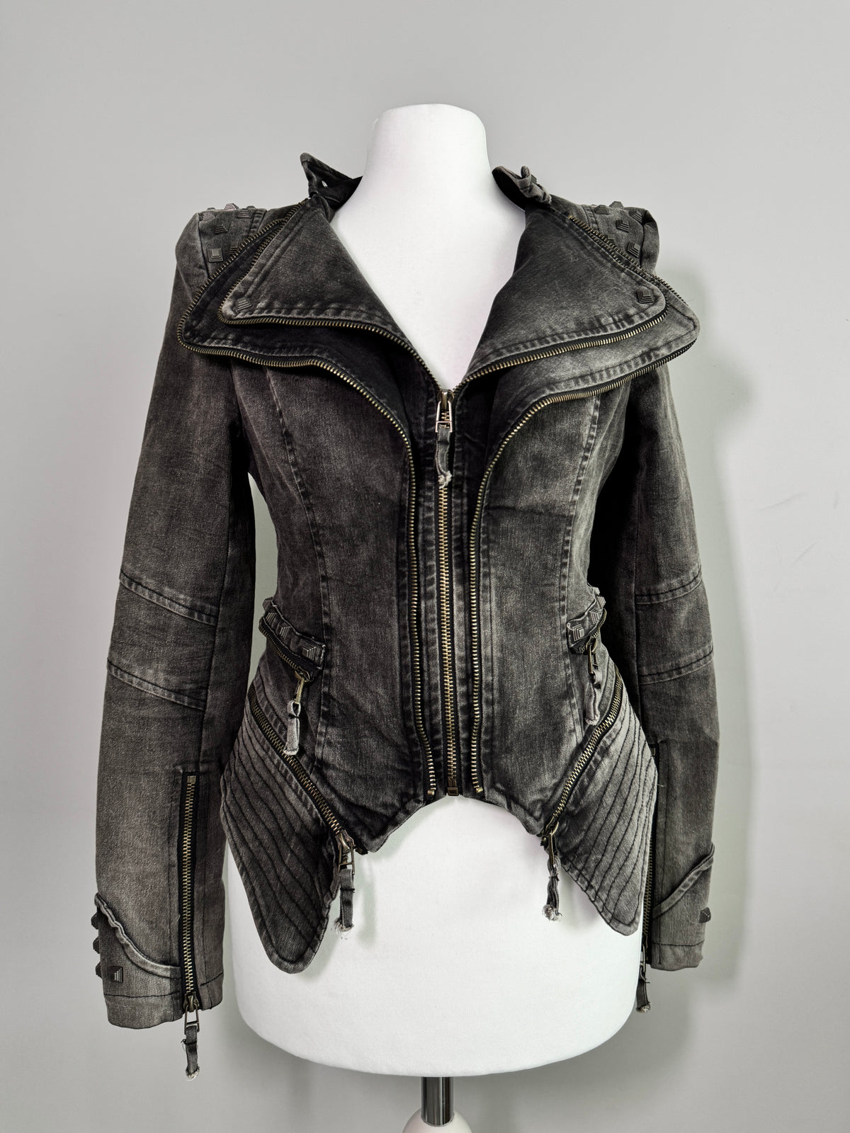 Acid Wash Gothic Biker Jacket