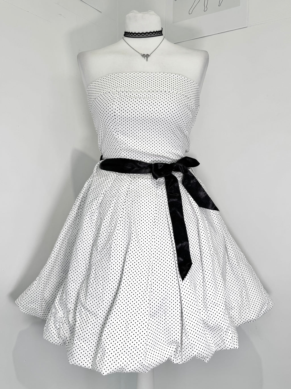 Vintage Polka dot bubble dress with cute bow belt