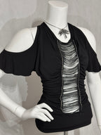 Gothic Trashy Draped Cut-Out Top