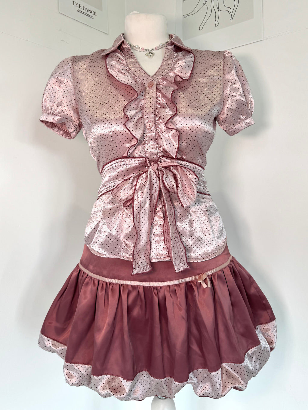 Pink polka dot set (shirt & bubble skirt)