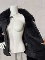 Midnight Faux-Fur Leather Jacket