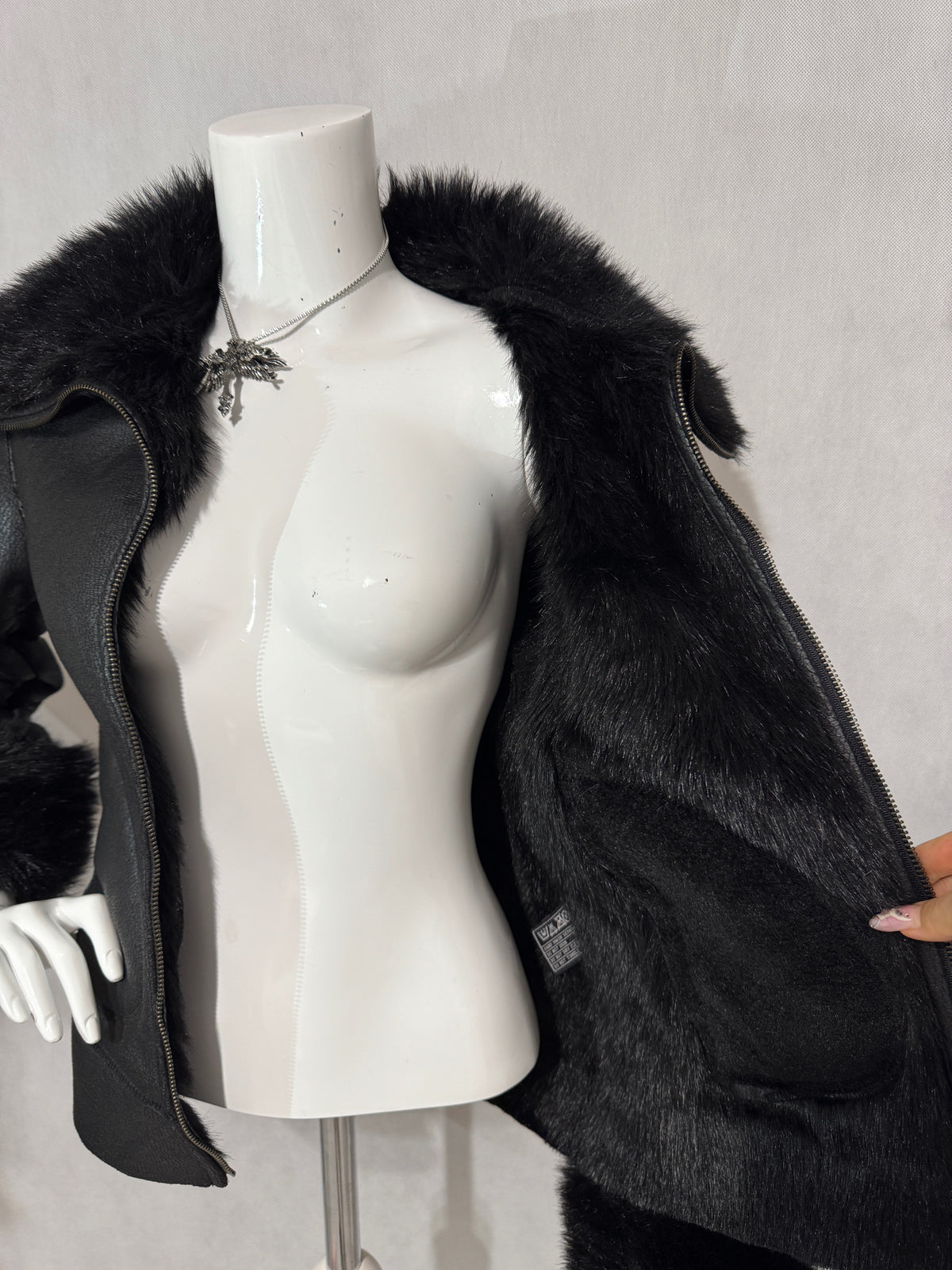 Midnight Faux-Fur Leather Jacket