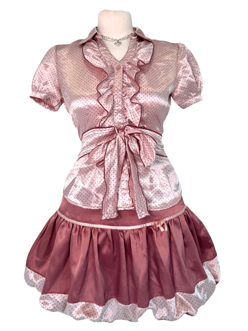 Pink polka dot set (shirt & bubble skirt)