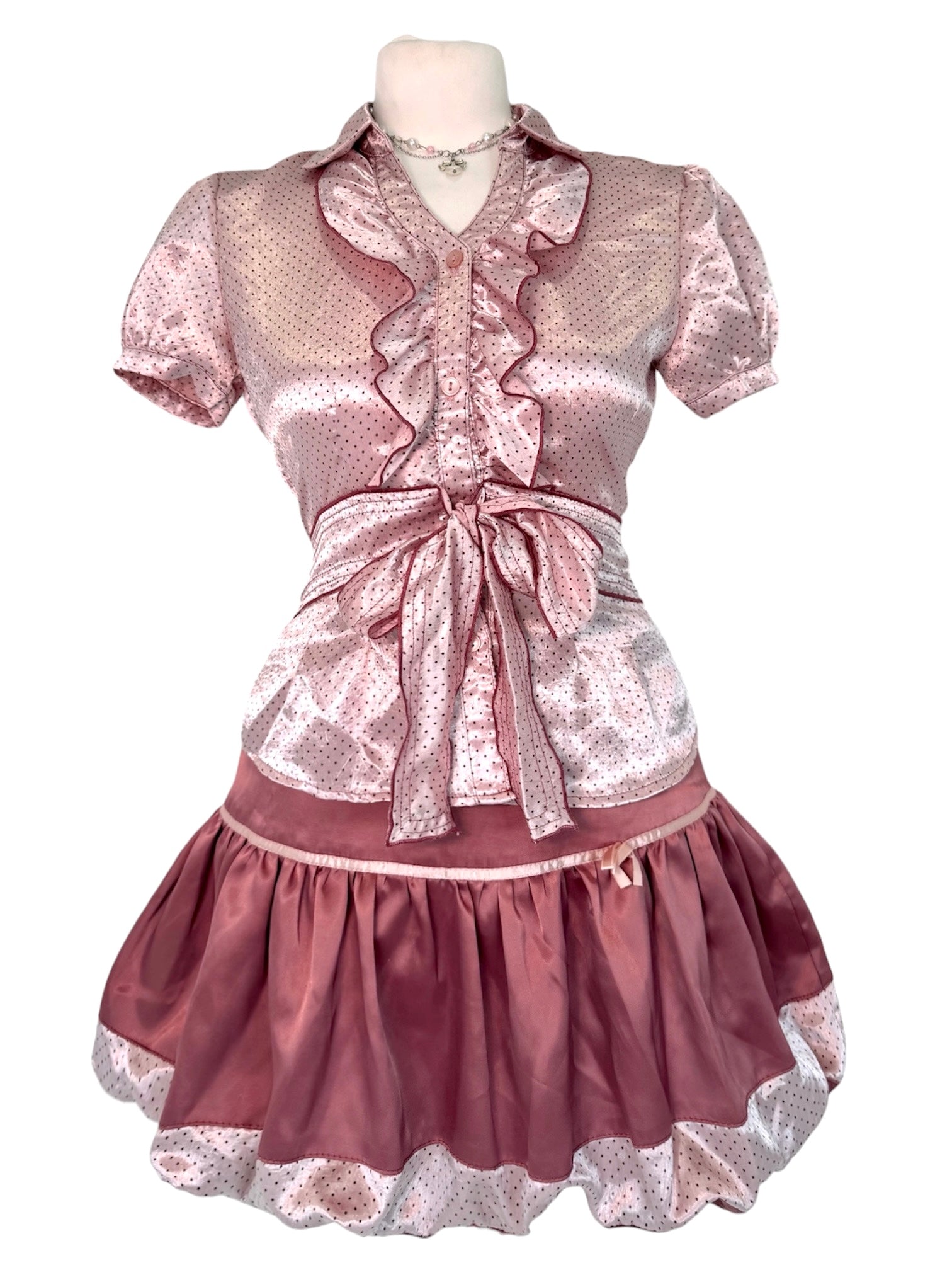 Pink polka dot set (shirt & bubble skirt)