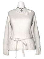 Cream Coquette Rosette Knit Sweater