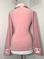 Dusty pink satin shirt with drapery