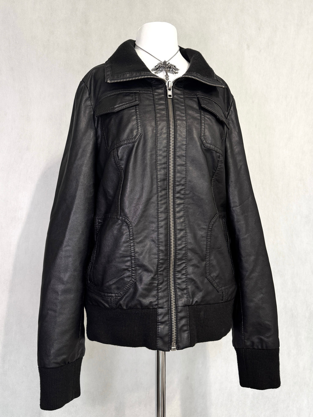 Black faux leather jacket