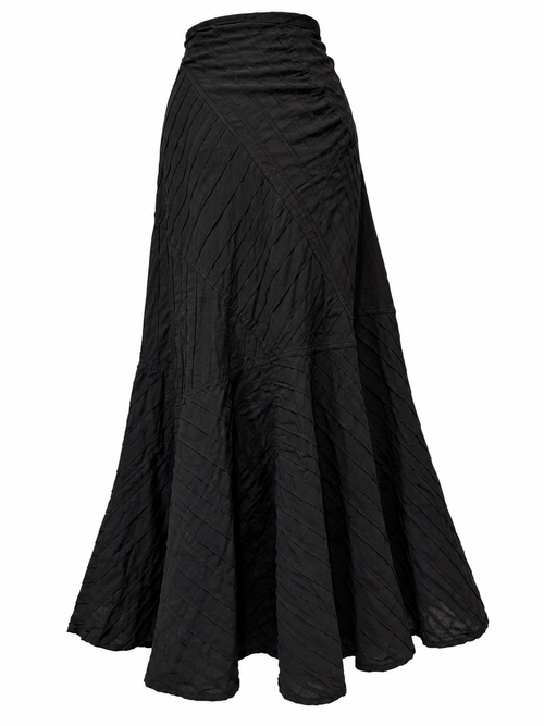 Black Pleated Maxi Skirt