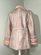 Vintage Pink Faux-Croco Fur Trim Coat