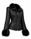 Midnight Faux-Fur Leather Jacket