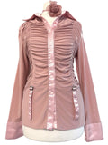 Dusty pink satin shirt with drapery
