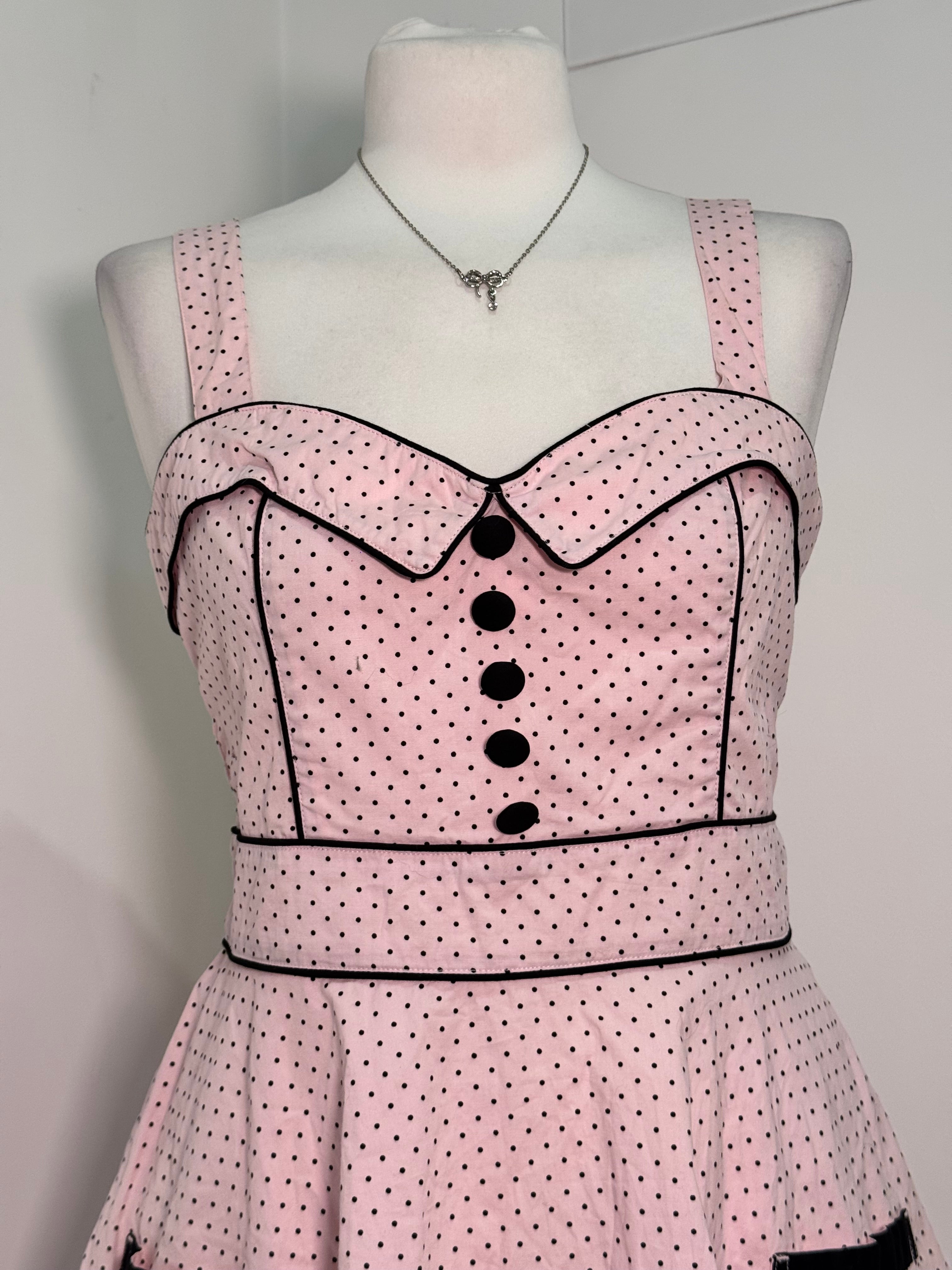 Hell Bunny Pink Polka Dot Rockabilly Dress