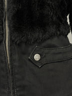 Midnight Black Furry Zip Jacket