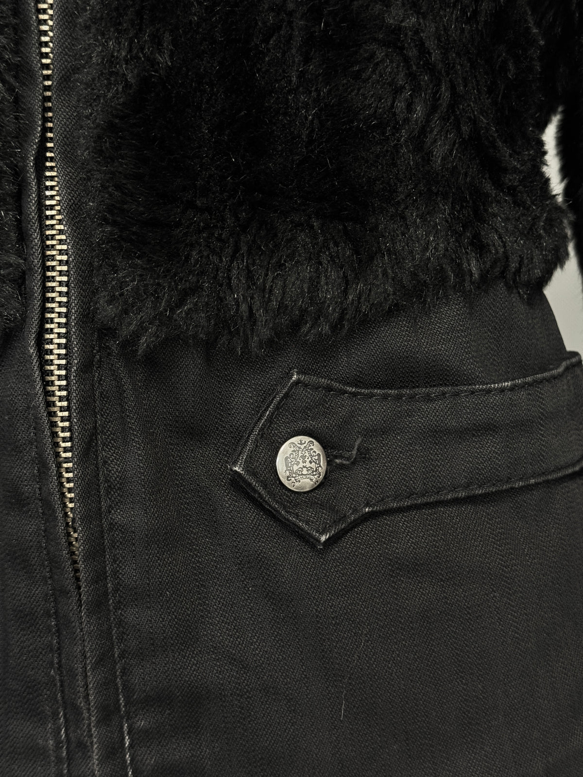 Midnight Black Furry Zip Jacket