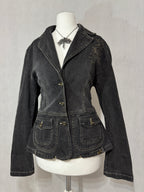 Charcoal Grey Acid Wash Denim Blazer