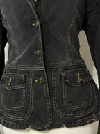 Charcoal Grey Acid Wash Denim Blazer