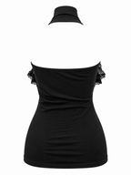 Black Lace Ruffle Halter Top