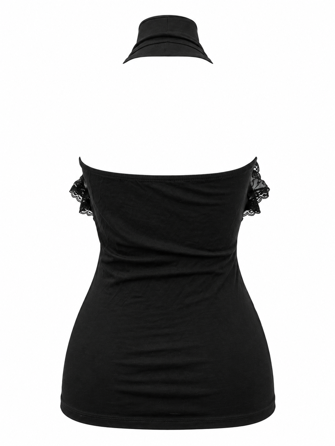 Black Lace Ruffle Halter Top