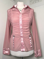Dusty pink satin shirt with drapery