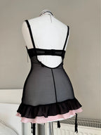 Black & Pink Coquette Corset Top
