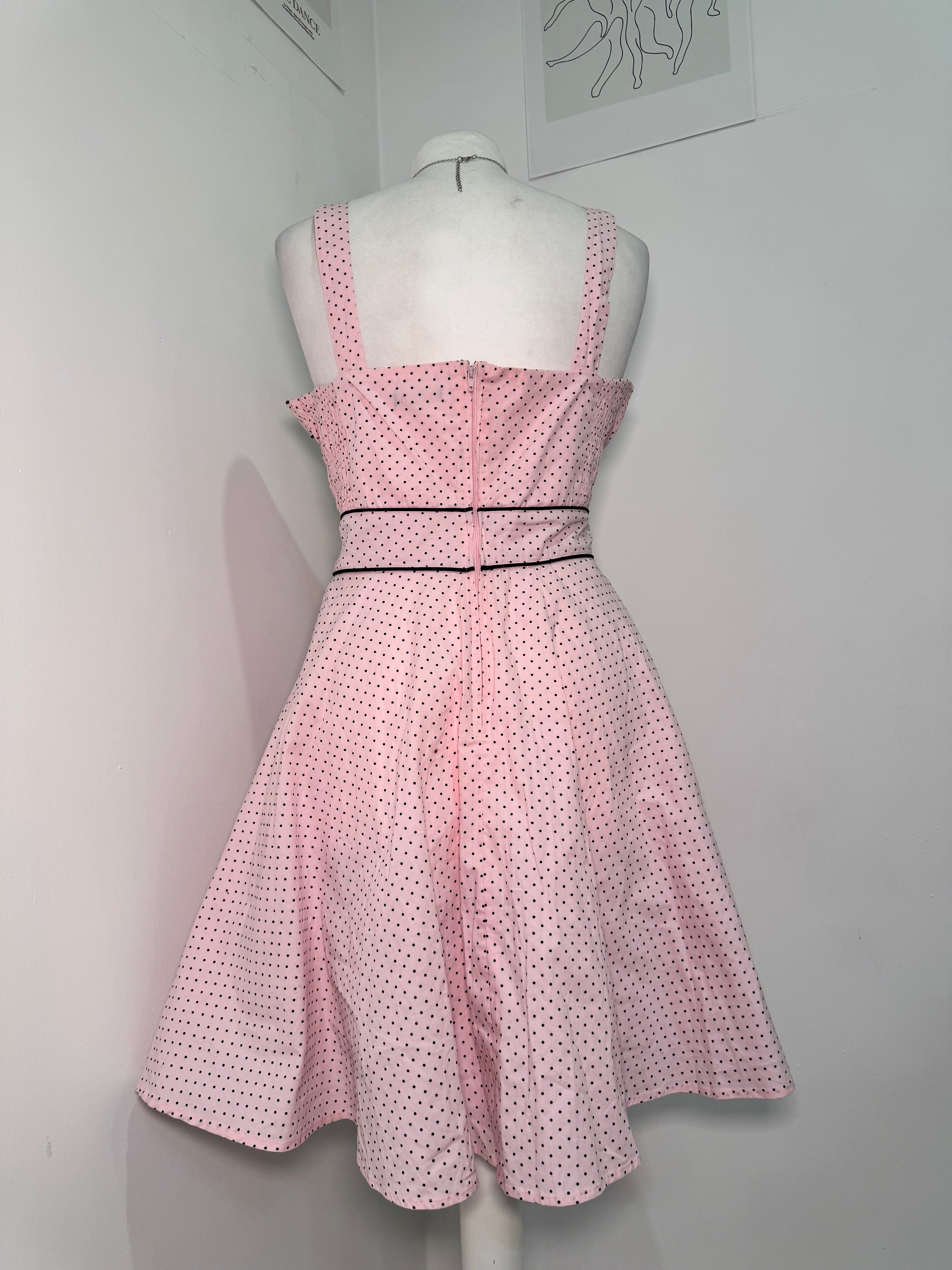 Hell Bunny Pink Polka Dot Rockabilly Dress