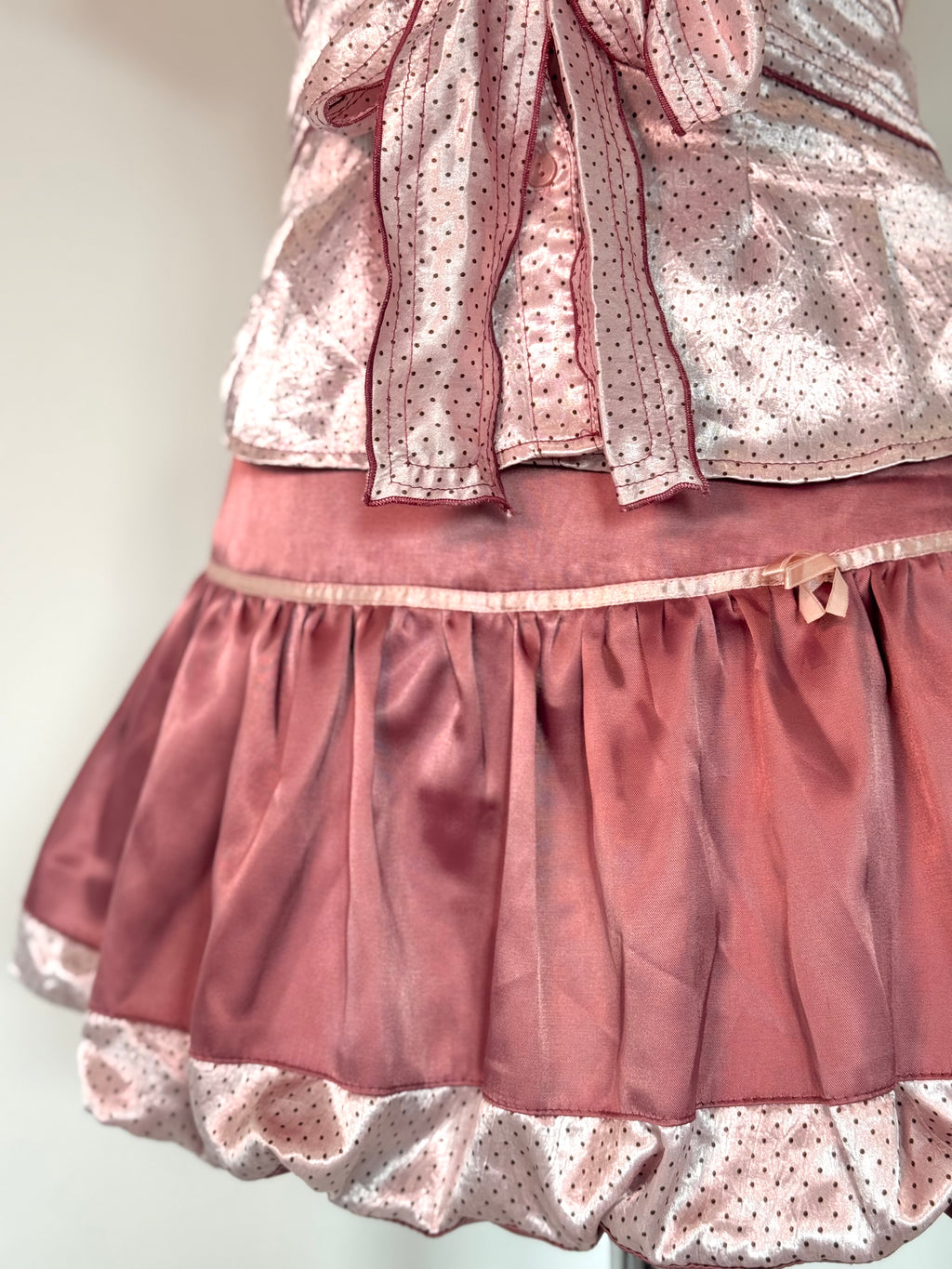 Pink polka dot set (shirt & bubble skirt)