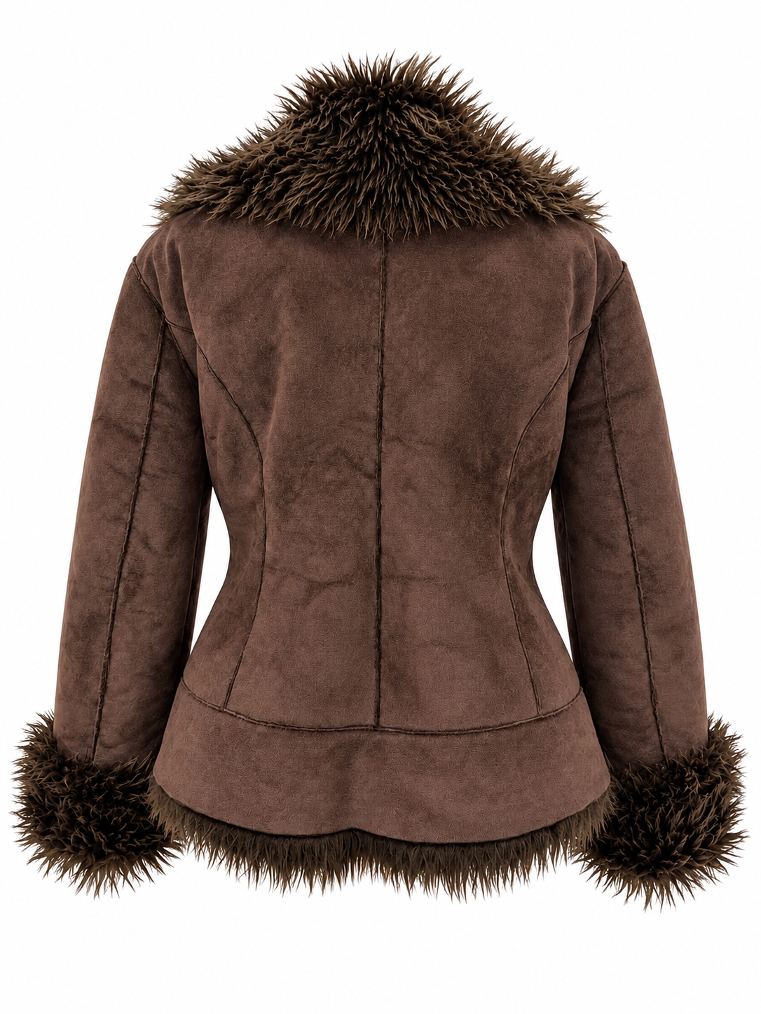 Brown Faux Fur Suede Jacket