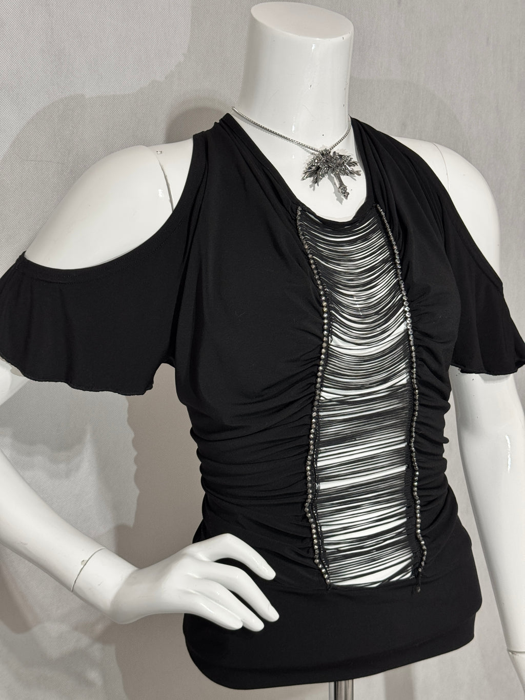 Gothic Trashy Draped Cut-Out Top