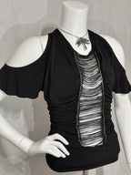 Gothic Trashy Draped Cut-Out Top
