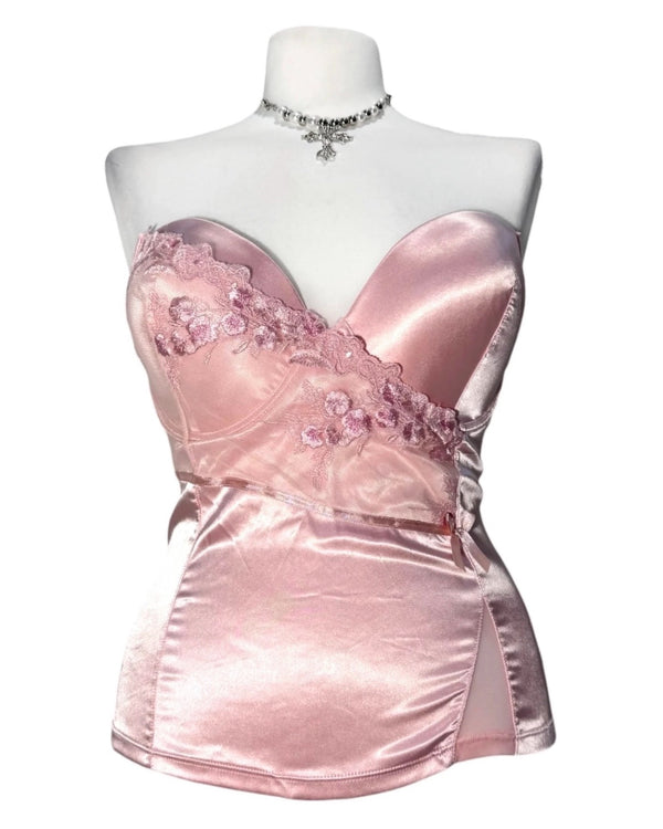 Japanese Rose Satin Embroidered Corset alternate