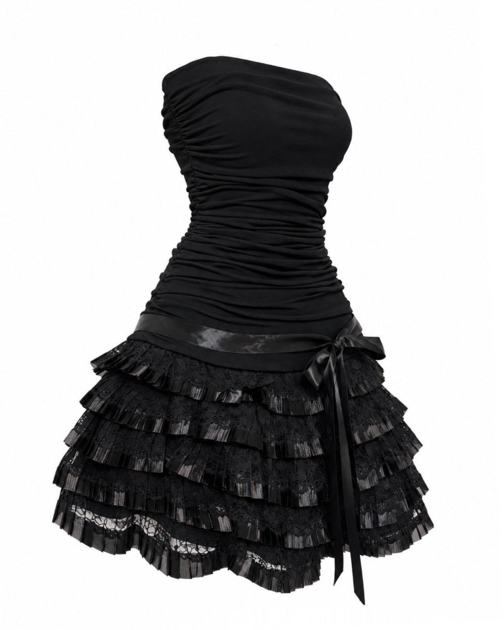 Midnight Black Lace Ruffle Dress