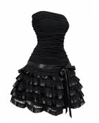 Midnight Black Lace Ruffle Dress