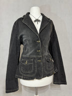 Charcoal Grey Acid Wash Denim Blazer