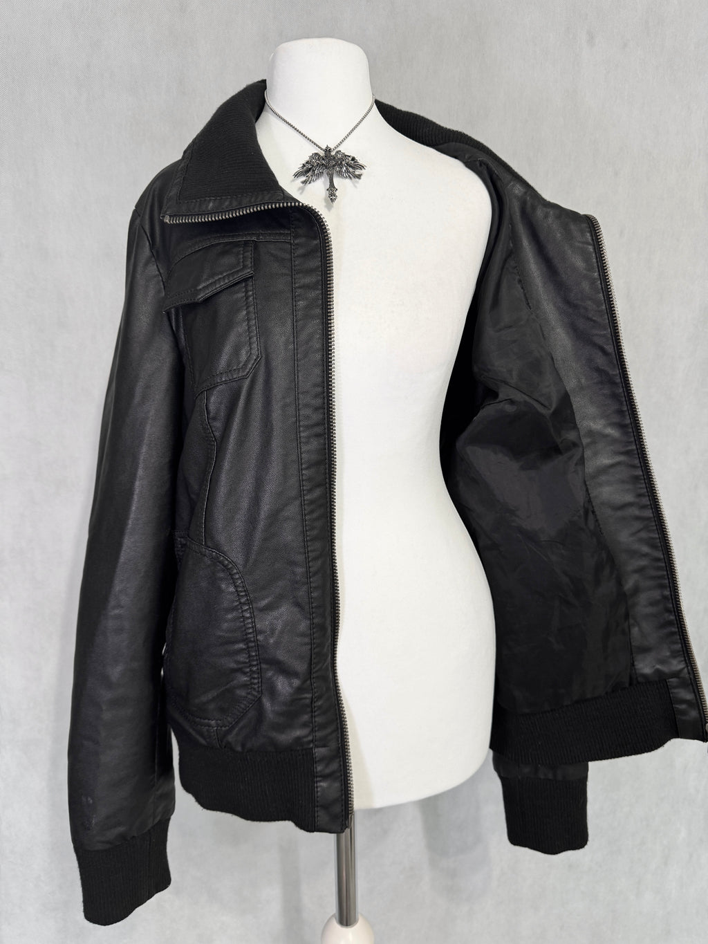 Black faux leather jacket