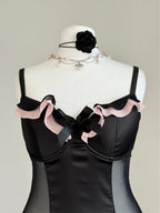Black & Pink Coquette Corset Top